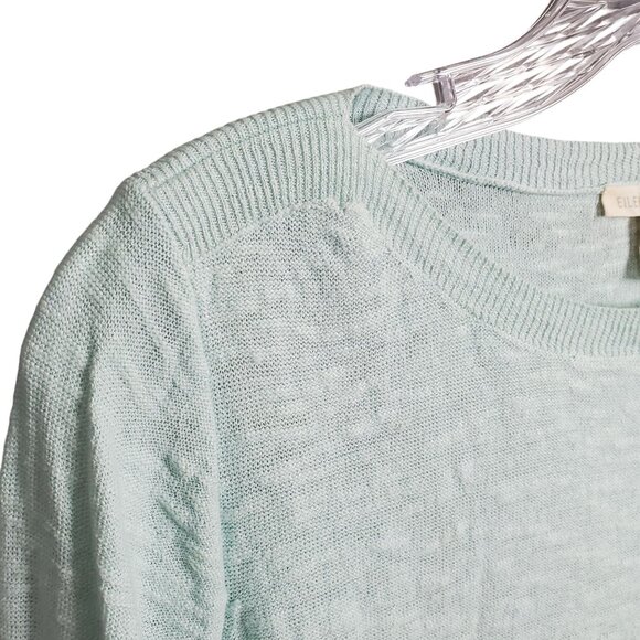 Eileen Fisher Size S Sweater Organic Linen Cotton Light Aqua Sustainable Airy - Picture 6 of 10